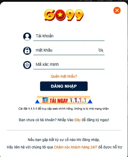 Hướng dẫn đăng nhập tài khoản GO99.
